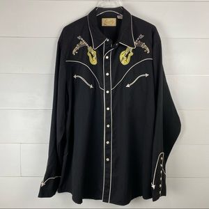 Scully XXL Embroidered western Pearl Snap Shirt Rock n Roll Rockabilly. Rare